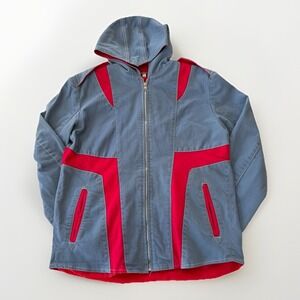 Handmade‎ Unbranded Colorblock Denim Jacket Men's M Zip Front Satin Lined